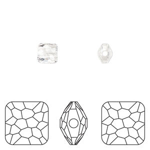 Bead 1pkg4 crystal clear, Crystal Passions&reg; 6mm puffed square 5035