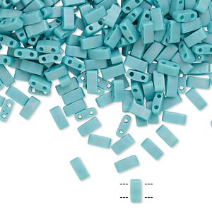 Seed bead, TILA&reg;, glass, pkg/10g, 5x2.3mm half tila rectangle, opaque matte rainbow mint green, (HTL-412FR).