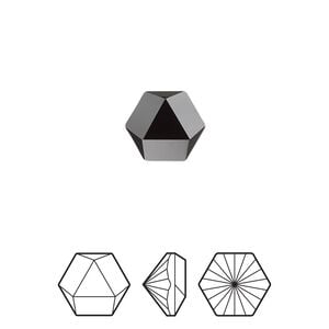 Fancy stone 2pk jet, Crystal Passions&reg; 10.8x9.4mm prismatic hexagon 4699