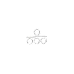 Loop, sterling silver, 13x4mm triangle with bar and 4 rings. Sold per pkg of 6.
