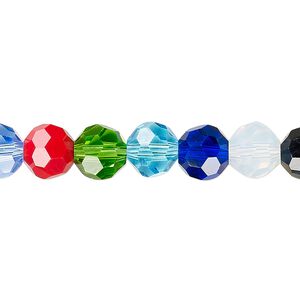 Bead 1pk 32 facets opaque to transparent mixed colors, Celestial Crystal&reg; 8mm round 15.5-16 inch