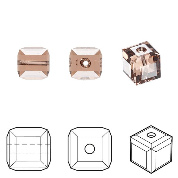 Bead 96pk blush rose, Swarovski&reg; 8mm cube 5601 image number 0