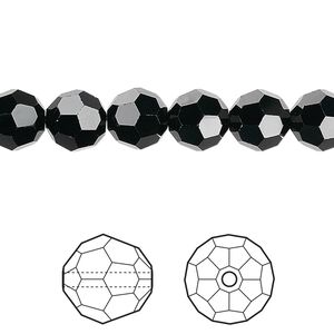 Bead 12pk jet, Crystal Passions&reg; 8mm round 5000