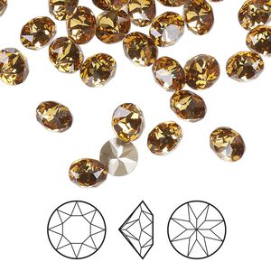 Chaton 12pk golden topaz foil back, Crystal Passions&reg; 6.14-6.32mm round SS29 1088