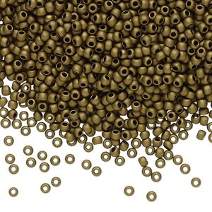 Seed bead, TOHO BEADS&reg;, glass, pkg/7.5g, #11 round, opaque matte dark copper (TR-11-702).