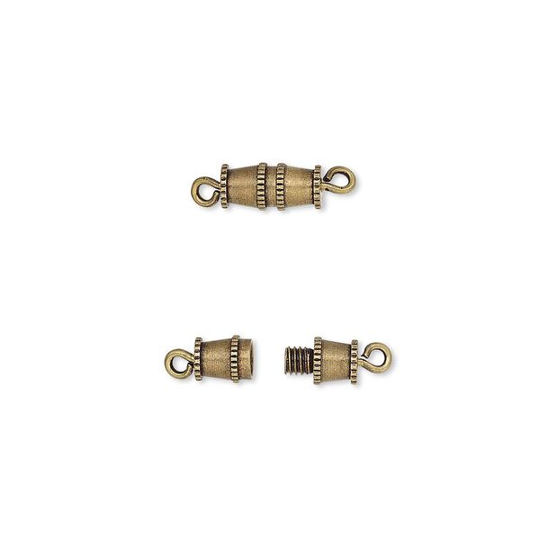 Clasp barrel 1pkg10 gold-plated, 8x4mm, antique brass 1-strand image number 0