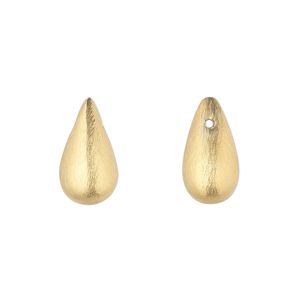 Bead 1pkg4 gold-finished, 16x9mm teardrop, brushed brass