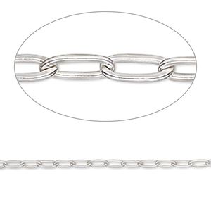Chain 1pkg1 sterling silver cable, 2mm flat oval, 5 foot unfinished