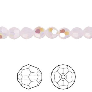 Bead 12pk rose water opal shimmer, Crystal Passions&reg; 6mm round 5000