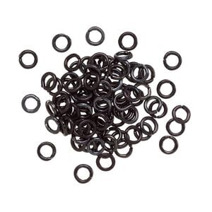 Jump ring 1pkg100 aluminum, 4mm round, 20 gauge / 2.4mm inside diameter / black