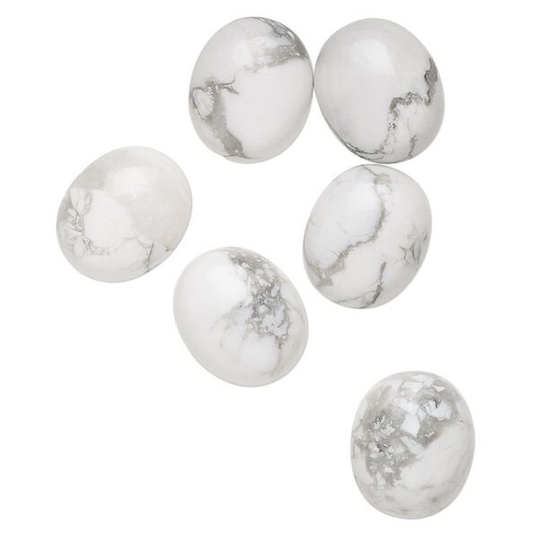 Howlite 1pkg6, calibrated oval cab natural 12x10mm image number 0