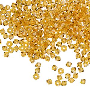 Bead 144pk topaz, Preciosa Czech crystal 3mm bicone