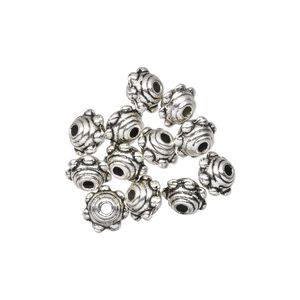 Bead 1pkg12 "pewter", 7x5mm beaded rondelle, antiqued