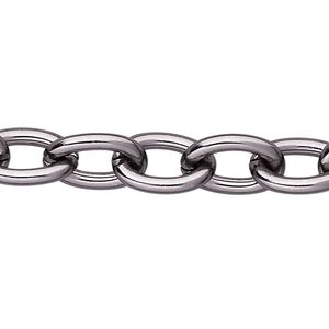 Chain 1pkg1 cable, 11mm, aluminum / anodized gunmetal 5 foot unfinished