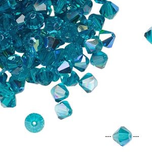 Bead 144pk blue zircon AB, Preciosa Czech crystal 6mm bicone