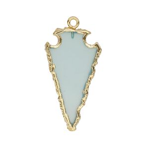 Drop 1pkg1, gold-finished electroplated sterling silver and chalcedony, 30x15mm hand-cut arrowhead