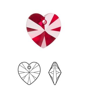 Drop 2pk Siam, Crystal Passions&reg; 18mm pendant heart 6228