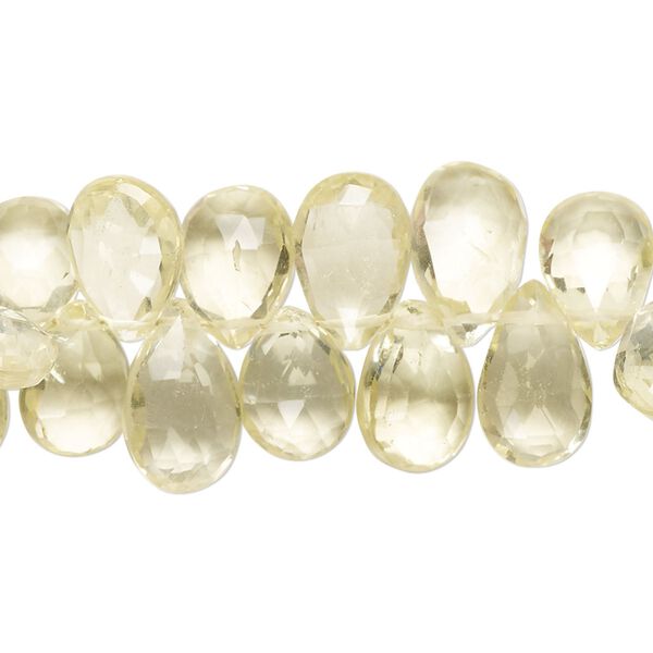 Lemon quartz 1pkg1, hand-cut top-drilled faceted teardrop bead 8 inch 9x6mm-15x9mm image number 0