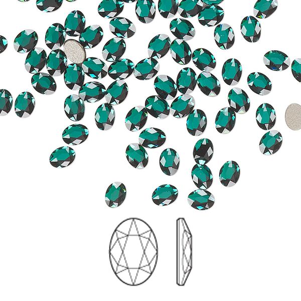 Flat back 288pk emerald foil back, Swarovski&reg; 4x3mm oval 2603 image number 0