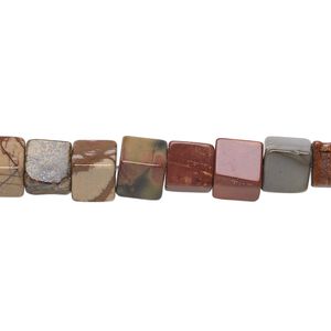Red creek jasper 1pkg1, cube bead 15.5-16 inch 6mm