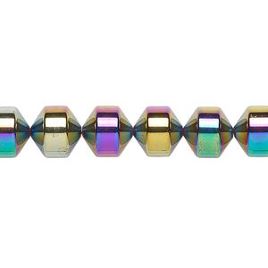 Hemalyke&trade; 1pkg1, rainbow titanium-coated roller bead 15.5-16 inch 8.5x8mm