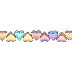 Hemalyke&trade; 1pkg1, electroplated side-drilled heart bead 15.5-16 inch 6mm
