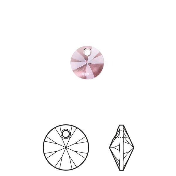 Drop 144pk crystal antique pink, Swarovski&reg; 8mm pendant mini disk 6428 image number 0