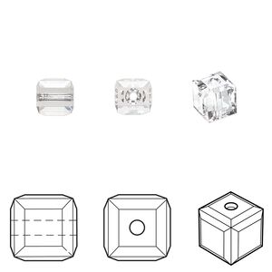 Bead 144pk crystal, Swarovski&reg; 6mm cube 5601