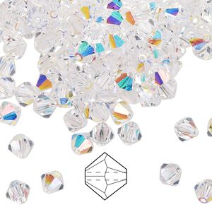 Bead 144pk crystal AB, Preciosa Czech crystal 5mm bicone
