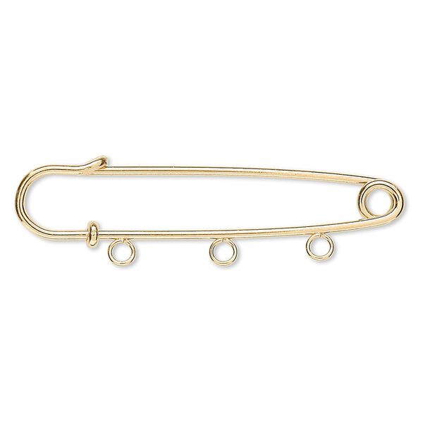Kilt pin 1pkg100 gold-plated, 2 inch / 3 loops, steel image number 0