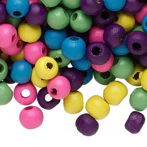 Bead mix, painted wood, mixed colors, 6-7mm irregular round. Sold per 90-gram pkg, approximately 1,100 beads.