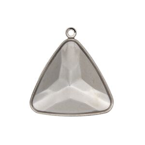 Drop, Almost Instant Jewelry&reg;, gunmetal-plated brass, 27mm faceted triangle with 23mm triangle setting. Sold per pkg of 2.