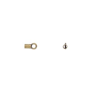 Crimp end 1pkg10 gold-plated, 3.5x2mm tube / loop / 1.5mm inside diameter, brass / antiqued