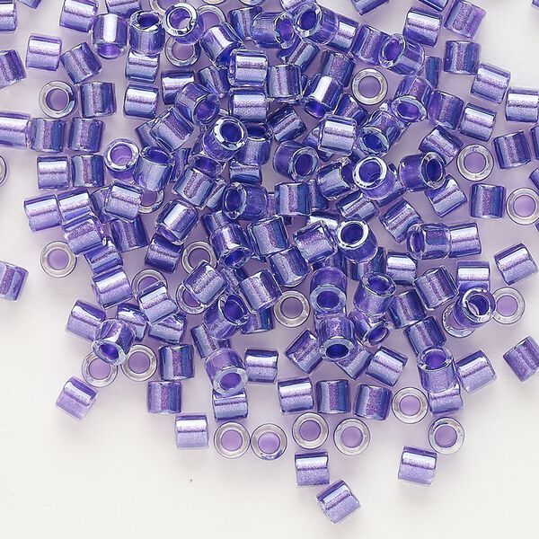 Seed bead, Delica&reg;, glass, pkg/250g, #8 round, translucent purple-lined luster crystal clear (DBL-0906). image number 0