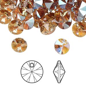 Drop 12pk light Colorado topaz shimmer, Crystal Passions&reg; 8mm pendant mini disk 6428