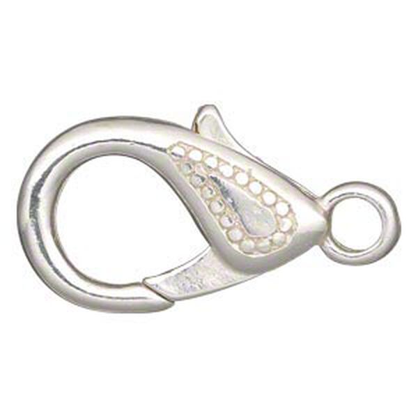 Clasp lobster claw 1pkg4 "pewter" (zinc alloy), 25x15mm double-sided, silver-finished 1-strand image number 0