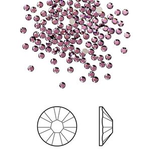 Flat back 1440pk amethyst foil back, Swarovski&reg; 1.7-1.9mm rose round SS5 2058