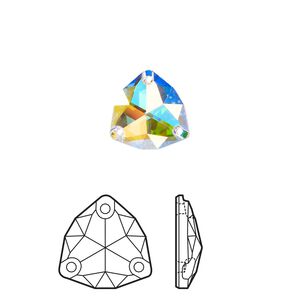 Sew-on 1pk crystal AB foil back, Crystal Passions&reg; 20mm trilliant 3272