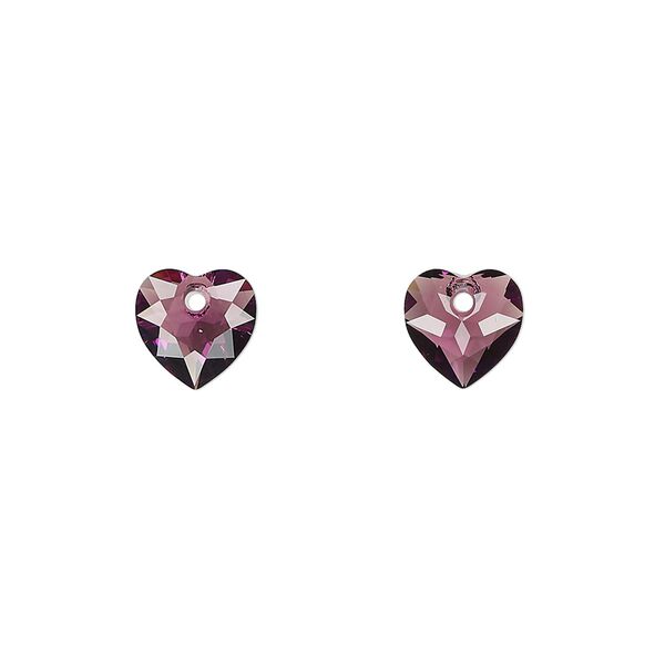 Drop 72pk amethyst, Swarovski&reg; 8mm pendant heart cut 6432 image number 0