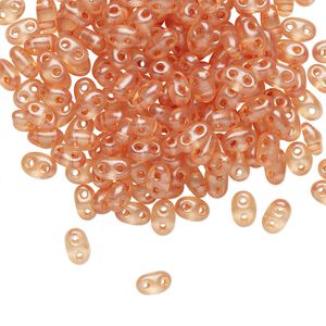 Seed bead, Preciosa Twin&trade; Czech glass, pkg/250g, 5x2.5mm oval, transparent brown terra pearl clear, (08318).