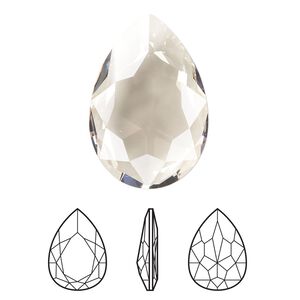 Fancy stone 1pk crystal silver shade, Crystal Passions&reg; 30x20mm pear 4327