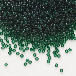 Seed bead, Dyna-Mites&trade;, glass, pkg/40g, #11 round, transparent dark green, (23 11/0 RR).