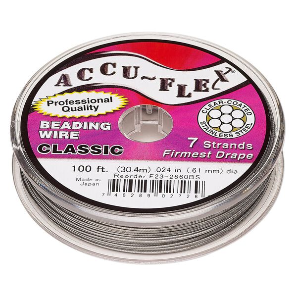 Beading wire, Accu-Flex&reg;, nylon and stainless steel, clear, 7 strand, 0.024-inch diameter. Sold per 100-foot spool. image number 0