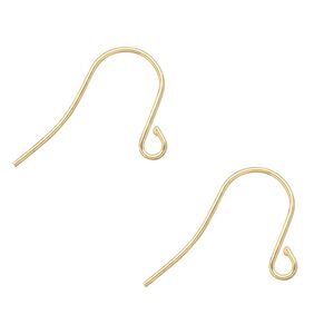 Ear wire fishhook 1pkg500 gold-plated, 15mm / open loop, 21 gauge brass 250 pair