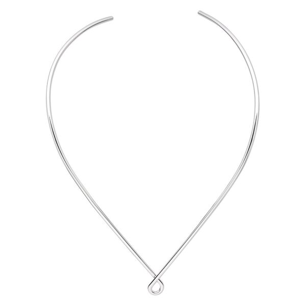 Neckwire 1pkg1 silver-plated teardrop, 2mm, brass 15 inch image number 0