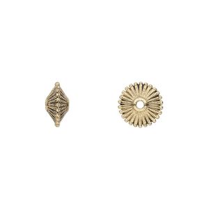 Bead 1pkg24 gold-finished "pewter", 9x5mm rondelle / ribbed, antique