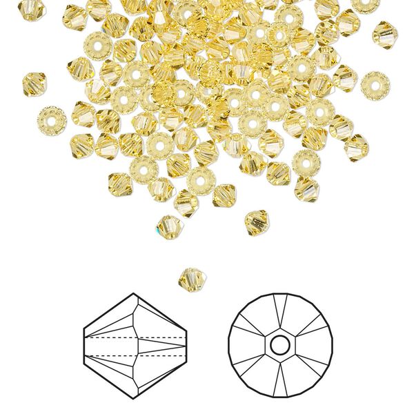 Bead 144pk light topaz, Crystal Passions&reg; 3mm bicone 5328 image number 0
