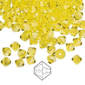 Bead 144pk citrine, Preciosa Czech crystal 5mm bicone