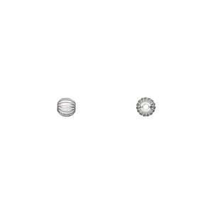 Bead 1pkg50 sterling silver, 4mm seamless corrugated round