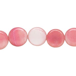 Mother-of-pearl shell 1pkg1, puffed flat round bead 15 inch dark blush 11-12mm
